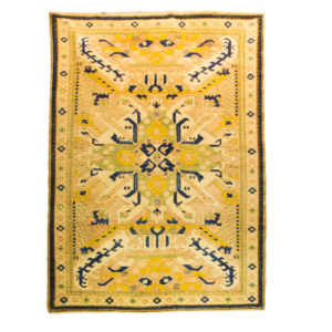 Turkish Azeri Rug with soft yellow , wool on wool rug
