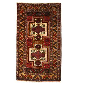 Turkish Taspniar rug with central medallions and wool on wool.