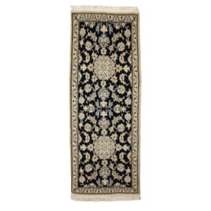 Persian Nain Runner with Blue and White Motifs.