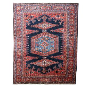 Persian Vise Carpet, Handmade with Navy Background