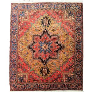 Persian Heriz Carpet unusual Yellow and red colour centre carpet