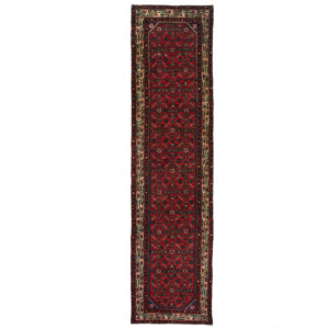 Persian Hossinabad Long runner with red background and cream border