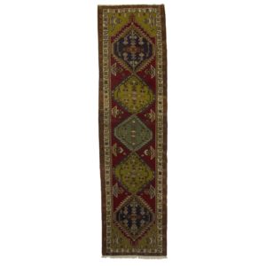 Persian Ardabil Runner with Dark yellow and dark red dye.