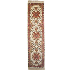 Persian Fine cream Tabriz Runner with silk and wool material.