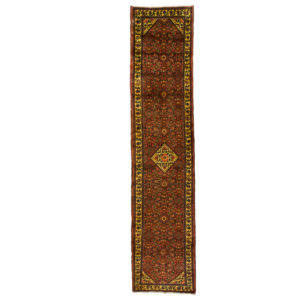 Persian Hossinabad runner with small medallion and cream border