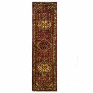 Persian Tajabad long Runner with three centre motifs with red background