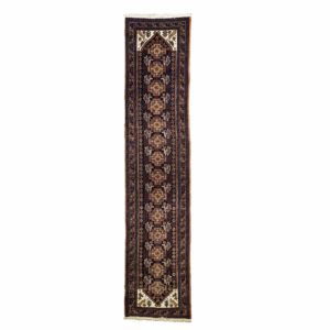 Persian Narrow Purple Runner with animal motifs.