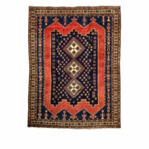 Persian Sirjan Rug with Red and Dark blue dye.
