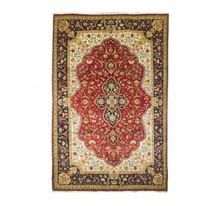 Persian Tabriz rug with red and blue colour. From North west of Persia