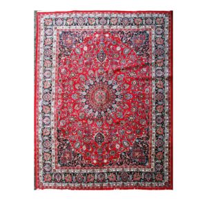 Meshad Carpet with Red and blue. Handmade with Vegetable Dye